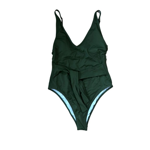 Shade & Shore One Piece Green Bathing Suit Tie front Sz M - Picture 6 of 9